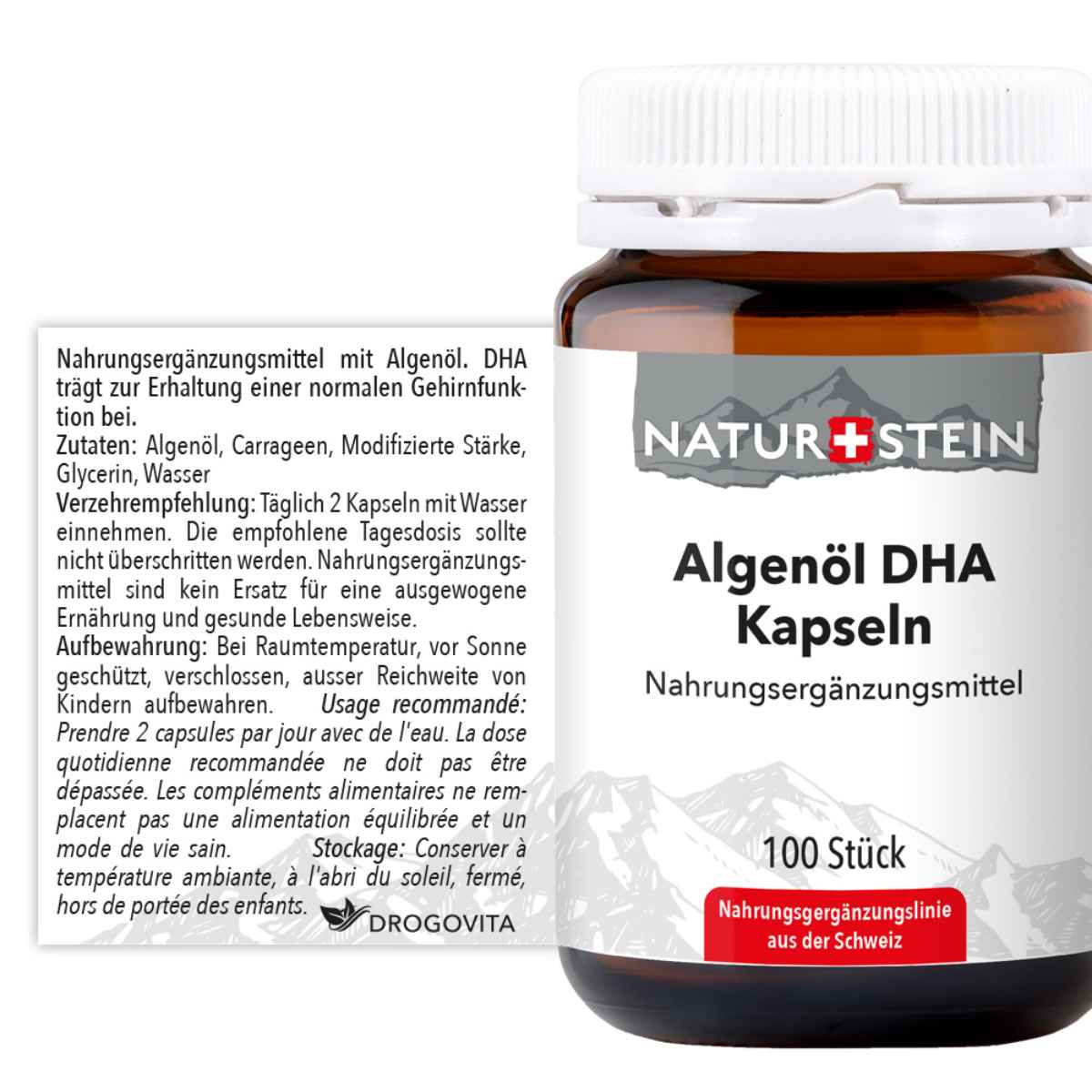 Naturstein Algenöl DHA Kapseln 100 Stück