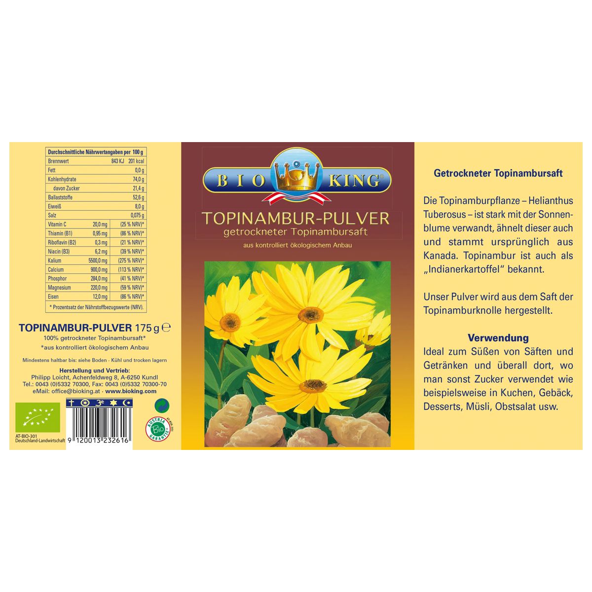 Bioking Topinambur Pulver 175 g